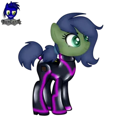 Size: 3536x3652 | Tagged: safe, artist:damlanil, derpibooru import, oc, oc:gray hat, earth pony, pony, battery, bodysuit, catsuit, clothes, collar, commission, cute, female, high heels, image, latex, latex suit, mare, png, rubber, shiny, shoes, show accurate, simple background, solo, standing, suit, transparent background, vector