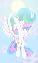 Size: 1942x3202 | Tagged: safe, artist:lony, derpibooru import, princess celestia, alicorn, pony, image, png, sky, solo, sun