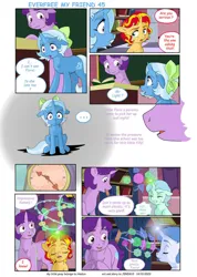 Size: 755x1058 | Tagged: safe, artist:jeremy3, derpibooru import, fancypants, sunset shimmer, trixie, oc, pony, unicorn, comic:everfree my friend, drawing, female, filly, image, jpeg, school