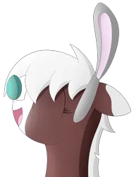 Size: 2277x3000 | Tagged: safe, artist:polynya, oc, oc:molli mantra, unofficial characters only, earth pony, pony, balancing, bunny ears, bust, earth pony oc, easter, easter egg, eyes closed, female, holiday, image, mare, open mouth, playing, png, profile, solo