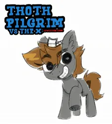 Size: 1921x2121 | Tagged: safe, artist:littleblackraencloud, derpibooru import, ponified, earth pony, pony, eyebrows, eyebrows visible through hair, floppy ears, grin, image, jpeg, scott pilgrim, scott pilgrim vs the world, simple background, smiling, solo, text, white background