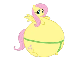 Size: 3264x2448 | Tagged: safe, artist:simonstudio587, derpibooru import, fluttershy, pegasus, pony, female, image, inflation, looking at you, mare, png, simple background, solo, spread wings, sumo, transparent background, wings