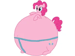 Size: 828x621 | Tagged: safe, artist:simonstudio587, derpibooru import, pinkie pie, earth pony, pony, female, g4, image, inflation, mare, png, simple background, smiling, solo, sumo, white background