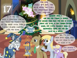 Size: 1032x774 | Tagged: safe, artist:bronybyexception, derpibooru import, derpy hooves, dinky hooves, doctor whooves, princess celestia, princess luna, star swirl the bearded, time turner, advent calendar, blowgun, christmas, christmas tree, doctor who, holiday, hourglass, image, jpeg, tardis, tree, younger