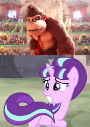 Size: 1123x1588 | Tagged: safe, derpibooru import, edit, edited screencap, screencap, starlight glimmer, the cutie map, crossover, donkey kong, donkey kong (series), image, jpeg, now you die, s5 starlight, starlight gets what's coming to her, the super mario bros. movie, this will end in pain