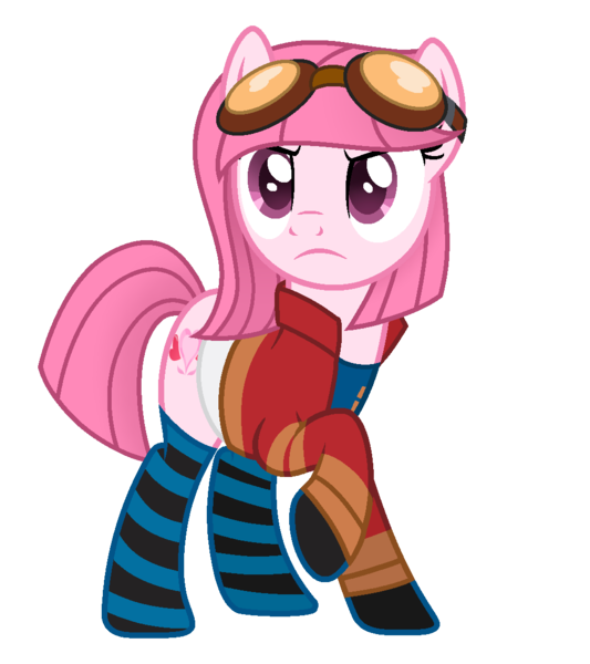 Size: 1010x1136 | Tagged: safe, artist:katnekobase, artist:muhammad yunus, derpibooru import, oc, oc:annisa trihapsari, unofficial characters only, earth pony, pony, base used, clothes, cosplay, costume, crossover, earth pony oc, female, generator rex, gloves, goggles, goggles on head, image, jacket, mare, png, rex salazar, shirt, simple background, sock, solo, transparent background