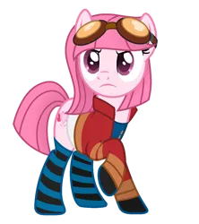 Size: 1010x1136 | Tagged: safe, artist:katnekobase, artist:muhammad yunus, derpibooru import, oc, oc:annisa trihapsari, unofficial characters only, earth pony, pony, base used, clothes, cosplay, costume, crossover, earth pony oc, female, generator rex, gloves, goggles, goggles on head, image, jacket, mare, png, rex salazar, shirt, simple background, sock, solo, transparent background