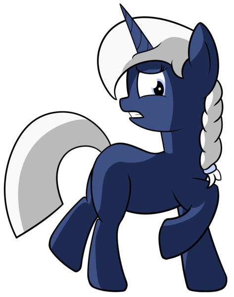 Size: 2005x2541 | Tagged: safe, artist:polynya, oc, oc:polynya frostbite, unofficial characters only, pony, unicorn, blank flank, braid, disgusted, female, gritted teeth, horn, image, looking down, mare, png, profile, raised hoof, simple background, transparent background, unicorn oc