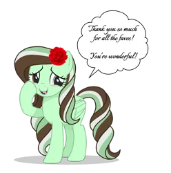 Size: 2937x2955 | Tagged: safe, artist:r4hucksake, derpibooru import, oc, oc:choco mint, pegasus, pony, female, flower, flower in hair, image, mare, png, simple background, solo, transparent background