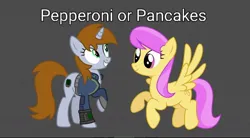 Size: 1080x596 | Tagged: safe, ponerpics import, ponybooru import, screencap, sunny rays, oc, oc:littlepip, unofficial characters only, pegasus, pony, unicorn, fallout equestria, spoiler:everypony at the blanket, spoiler:everypony at the blanket movie, duo, female, image, jpeg