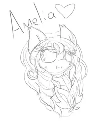 Size: 390x475 | Tagged: safe, artist:umbreow, derpibooru import, oc, oc:amelia valkyria, bat pony, pony, bust, female, image, jpeg, mare, monochrome, portrait, sketch, solo