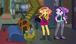 Size: 4032x2362 | Tagged: safe, artist:awesomegamedude10, derpibooru import, starlight glimmer, sunset shimmer, human, equestria girls, duo, duo female, female, image, jpeg, sunset's apartment