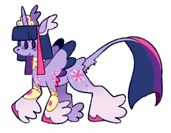 Size: 1910x1480 | Tagged: safe, artist:goatpaste, derpibooru import, twilight sparkle, twilight sparkle (alicorn), alicorn, pony, alternate design, g4, image, leonine tail, png, redesign, simple background, tail, twitterina design, white background