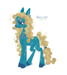 Size: 937x1047 | Tagged: safe, artist:webkinzworldz, derpibooru import, oc, oc:starry eyes, unofficial characters only, earth pony, pony, bio in description, body markings, chest fluff, colored hooves, ear piercing, earring, earth pony oc, facial markings, image, jewelry, magical lesbian spawn, necklace, offspring, parent:applejack, parent:princess luna, parents:lunajack, piercing, png, shoulder fluff, simple background, solo, white background