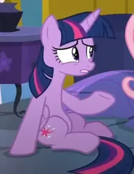 Size: 302x391 | Tagged: safe, derpibooru import, screencap, twilight sparkle, twilight sparkle (alicorn), alicorn, pony, a health of information, cropped, g4, image, png, sitting, solo