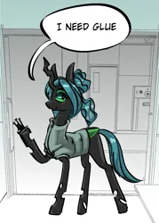 Size: 2176x3031 | Tagged: safe, artist:kovoranu, derpibooru import, queen chrysalis, alicorn, changeling, bust, cute, dialogue, hair bun, image, png, portrait, solo