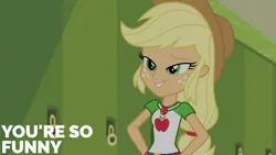 Size: 2000x1125 | Tagged: safe, derpibooru import, edit, edited screencap, editor:quoterific, screencap, applejack, equestria girls, equestria girls series, holidays unwrapped, spoiler:eqg series (season 2), image, o come all ye squashful, png, solo