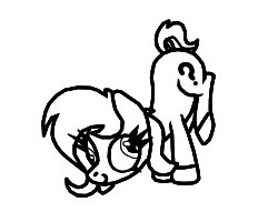 Size: 250x200 | Tagged: safe, artist:scandianon, derpibooru import, oc, oc:anonfilly, earth pony, pony, derp, female, filly, foal, image, jpeg, monochrome, pose, simple background, solo, wall eyed, white background