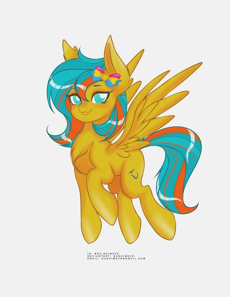 Size: 2550x3300 | Tagged: safe, artist:sushimeko, derpibooru import, oc, pegasus, pony, image, jpeg, pan pride bow, pansexual pride flag, pegasus oc, pride, pride flag, solo, wings