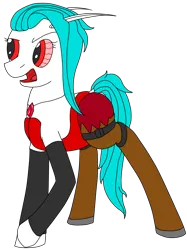 Size: 1985x2660 | Tagged: safe, artist:timejumper, derpibooru import, oc, oc:atlantis metalsmith, unofficial characters only, elf, original species, series:gaia 10k, bloodshot eyes, boots, clothes, elf ears, elf pony, gloves, image, jewelry, long gloves, necklace, png, shoes, simple background, solo, thigh boots, transparent background, witch