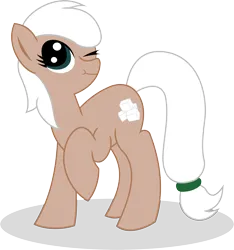 Size: 1774x1897 | Tagged: safe, artist:techno-cowboy, derpibooru import, oc, oc:sugarcube, unofficial characters only, earth pony, pony, female, image, mare, no nose, one eye closed, png, raised hoof, simple background, solo, standing, transparent background, wink