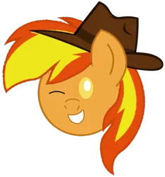 Size: 531x568 | Tagged: safe, artist:noi kincade, derpibooru import, oc, oc:firey ratchet, chibi, fedora, g4, hat, head, image, male, one eye closed, png, simple background, smiling, transparent background, wink