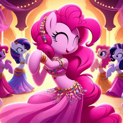 Size: 1024x1024 | Tagged: safe, ai content, derpibooru import, machine learning generated, prompter:princessoflovepinkyt, pinkie pie, belly dancer outfit, harem outfit, image, jpeg