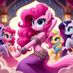 Size: 1024x1024 | Tagged: safe, ai content, derpibooru import, machine learning generated, prompter:princessoflovepinkyt, pinkie pie, belly dancer, belly dancer outfit, image, jpeg