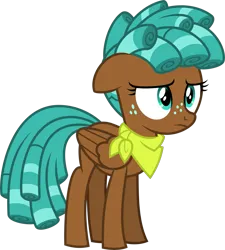 Size: 8641x9606 | Tagged: safe, artist:starryshineviolet, derpibooru import, spur, pegasus, pony, growing up is hard to do, bandana, curly hair, curly mane, female, filly, floppy ears, foal, freckles, g4, image, neckerchief, png, simple background, solo, teenager, transparent background, vector, worried