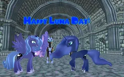 Size: 1920x1200 | Tagged: safe, artist:puzzlshield2, derpibooru import, nightmare moon, princess luna, pony, 3d, image, luna day, mmd, multiverse, png, self paradox, self ponidox, young luna