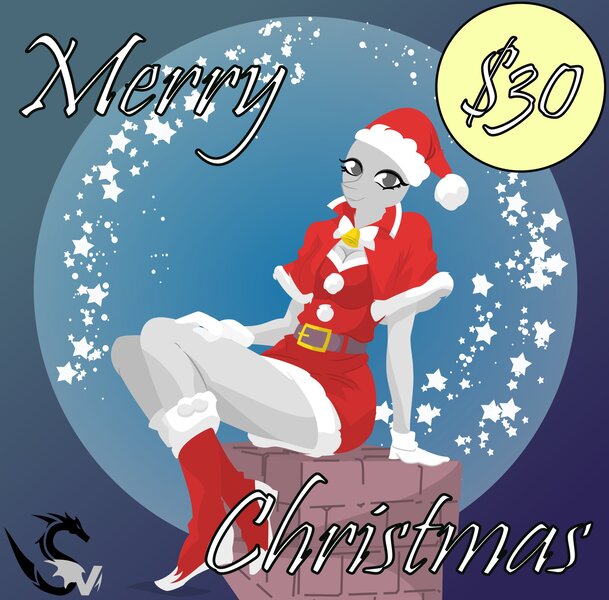 Size: 2450x2415 | Tagged: safe, artist:samsailz, derpibooru import, anthro, christmas, clothes, commission, costume, hat, holiday, image, jpeg, santa costume, santa hat, your character here