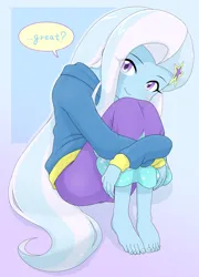 Size: 2894x4020 | Tagged: safe, artist:batipin, derpibooru import, trixie, human, equestria girls, cute, diatrixes, feet, image, looking at you, missing shoes, png, talking to viewer