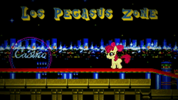 Size: 1920x1080 | Tagged: safe, artist:epicheavytf2, artist:pyrogaming, derpibooru import, apple bloom, earth pony, pony, animated, casino night zone, female, filly, foal, g4, image, las pegasus, music, remix, song, song cover, sonic the hedgehog (series), sonic the hedgehog 2, video, video game, video game crossover, webm