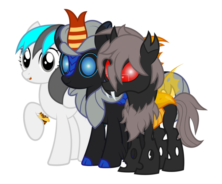 Size: 4152x3446 | Tagged: safe, artist:wheatley r.h., derpibooru import, oc, oc:blizzard flare, oc:rito, oc:w. rhinestone eyes, unofficial characters only, changeling, insect, kirin, moth, mothling, original species, pegasus, pony, derpibooru community collaboration, 2024 community collab, automata, changeling oc, changelingified, chocolate, cloven hooves, derpibooru exclusive, female, folded wings, food, image, kirin oc, kirinified, male, mare, pegasus oc, png, raised hoof, simple background, solo, species swap, stallion, transparent background, trio, vector, wings, yellow changeling