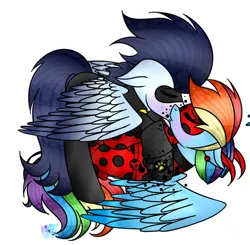 Size: 462x452 | Tagged: safe, artist:northlights8, ponerpics import, ponybooru import, rainbow dash, soarin', pegasus, pony, female, image, kissing, male, mare, miraculous ladybug, png, shipping, soarindash, stallion, straight