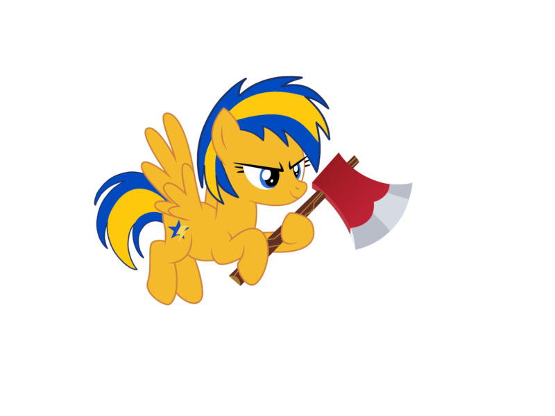 Size: 2048x1536 | Tagged: safe, artist:ry-bluepony1, derpibooru import, oc, oc:flare spark, unofficial characters only, pegasus, axe, female, g4, hatchet, image, png, simple background, solo, transparent background, weapon