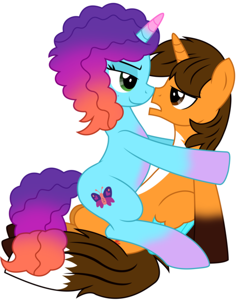 Size: 5766x7378 | Tagged: questionable, alternate version, artist:culu-bluebeaver, artist:ejlightning007arts, derpibooru import, edit, oc, oc:ej, alicorn, fox, fox pony, hybrid, pony, unicorn, g5, alicorn oc, arm behind head, base used, bedroom eyes, canon x oc, coat markings, colored wings, ejmisty, female, freckles, g4, g5 to g4, generation leap, horn, image, imminent sex, male, misty brightdawn, open mouth, png, rebirth misty, romantic, seductive pose, sexy, shipping, simple background, sitting on, sitting on lap, sitting on person, sitting on pony, smiling, smirk, socks (coat marking), straight, stupid sexy misty, stupid sexy oc, transparent background, vector, wings