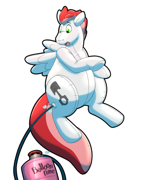 Size: 3800x4800 | Tagged: safe, artist:rawr, derpibooru import, oc, oc:swift apex, unofficial characters only, inflatable pony, pegasus, absurd resolution, floating, helium tank, image, inflatable, inflation, png, pool toy, simple background, solo, surprised, transparent background