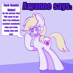 Size: 2048x2048 | Tagged: safe, artist:aryannespetfemboy, derpibooru import, ponerpics import, ponybooru import, oc, oc:aryanne, unofficial characters only, pony, 1000 hours in ms paint, aria property cinematic universe, blonde, blonde mane, blonde tail, blue eyes, caption, cute, encouragement, female, grin, image, jpeg, lgbt, mouthpiece, nazi, poster, pride, smiling, swastika, tail, text, white coat, wholesome, yellow mane, yellow tail