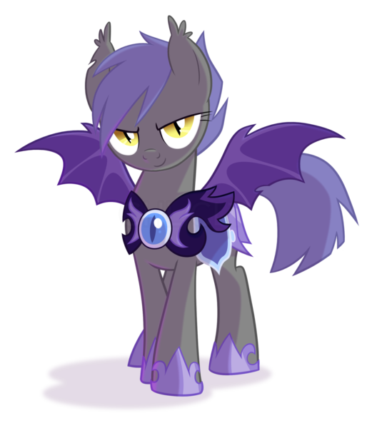 Size: 1800x2100 | Tagged: safe, artist:equestria-prevails, ponerpics import, ponybooru import, oc, oc:midnight blossom, unofficial characters only, bat pony, pony, armor, bat wings, cute, ear fluff, ears, female, guardsmare, image, looking at you, mare, night guard, png, royal guard, show accurate, simple background, slit pupils, smiling, solo, spread wings, transparent background, wings