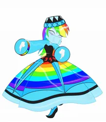 Size: 1865x2139 | Tagged: safe, artist:chaosbane-greyknight, derpibooru import, rainbow dash, human, equestria girls, ^^, aurora veil, beautiful, blushing, breasts, busty rainbow dash, cute, dancing, dashabetes, eyes closed, female, humanized, image, jpeg, silk, solo, solo female, spinning, story included, veil