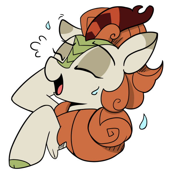 Size: 4475x4625 | Tagged: safe, artist:icey, derpibooru import, edit, autumn blaze, kirin, bust, cloven hooves, cute, eyes closed, female, grin, image, kirinbetes, nervous, nervous grin, nervous laugh, nervous sweat, png, reaction, reaction image, simple background, smiling, solo, solo female, sticker, transparent background