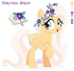 Size: 1920x1859 | Tagged: safe, artist:kabuvee, derpibooru import, oc, oc:fairytale sprout, pegasus, pony, female, floral head wreath, flower, image, mare, png, simple background, solo, transparent background