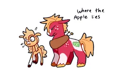 Size: 1280x800 | Tagged: safe, artist:goatpaste, derpibooru import, applejack, big macintosh, earth pony, pony, season 6, where the apple lies, angry, big macintosh is not amused, brother and sister, coat markings, colored hooves, duo, duo male and female, emanata, female, floppy ears, freckles, frown, g4, image, looking at someone, male, pigtails, plewds, png, scrunchy face, siblings, simple background, socks (coat marking), teenage applejack, teenage big macintosh, teenager, unamused, unshorn fetlocks, white background, younger
