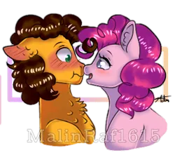 Size: 349x309 | Tagged: safe, artist:malinraf1615, ponerpics import, ponybooru import, cheese sandwich, pinkie pie, earth pony, pony, cheesepie, female, image, male, mare, png, shipping, simple background, stallion, straight, transparent background