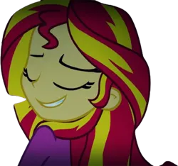 Size: 2695x2520 | Tagged: safe, derpibooru import, edit, edited screencap, editor:homersimpson1983, screencap, sunset shimmer, human, equestria girls, rainbow rocks, background removed, clothes, eyes closed, female, g4, image, not a vector, pajamas, png, smiling, solo