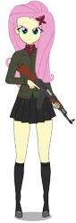 Size: 429x1257 | Tagged: safe, artist:edy_january, artist:tharn666, derpibooru import, edit, vector edit, fluttershy, human, equestria girls, equestria girls series, ak-47, alternate name, angry, assault rifle, butterfly hairpin, clothes, commander, g4, girls und panzer, gun, humanized, image, katyusha (girls und panzer), kisekae, lead, leader, mashia"katyusha"barkov (girls und panzer), military, military uniform, miniskirt, png, pravda, rifle, shoes, simple background, skirt, socks, solo, stockings, suit, sweater, thigh highs, transparent background, trigger discipline, uniform, vector, weapon