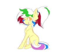 Size: 1520x1080 | Tagged: safe, artist:namiiarts, derpibooru import, oc, oc:tcb, unofficial characters only, earth pony, pony, :p, chest fluff, high ponytail, image, one eye closed, png, simple background, sitting, solo, tongue out, transparent background