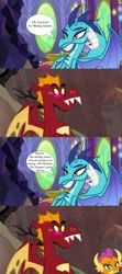 Size: 1280x2877 | Tagged: safe, derpibooru import, edit, edited edit, edited screencap, screencap, garble, princess ember, smolder, dragon, season 7, season 9, sweet and smoky, triple threat, spoiler:s09, aroused, bedroom eyes, bite mark, blushing, brother, brother and sister, comparison, dragon lord ember, dragoness, exclamation point, family, female, flirting, g4, hand on chest, image, imminent inbreeding, imminent incest, imminent sex, implied inbreeding, implied incest, implied sex, inbreeding, incest, indoors, male, mating season, outdoors, png, princess, royalty, ship:smolble, shipping, shipping domino, siblings, sister, smiling, smug, speech bubble, spread wings, straight, surprised, symbol, teenaged dragon, twilight's castle, wall of tags, wings