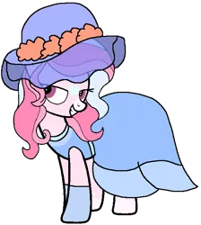 Size: 577x645 | Tagged: safe, artist:rydersimmer, derpibooru import, oc, oc:annisathegood, unofficial characters only, earth pony, derpibooru community collaboration, 2024 community collab, clothes, digital art, dress, earth pony oc, female, hat, image, png, simple background, solo, transparent background